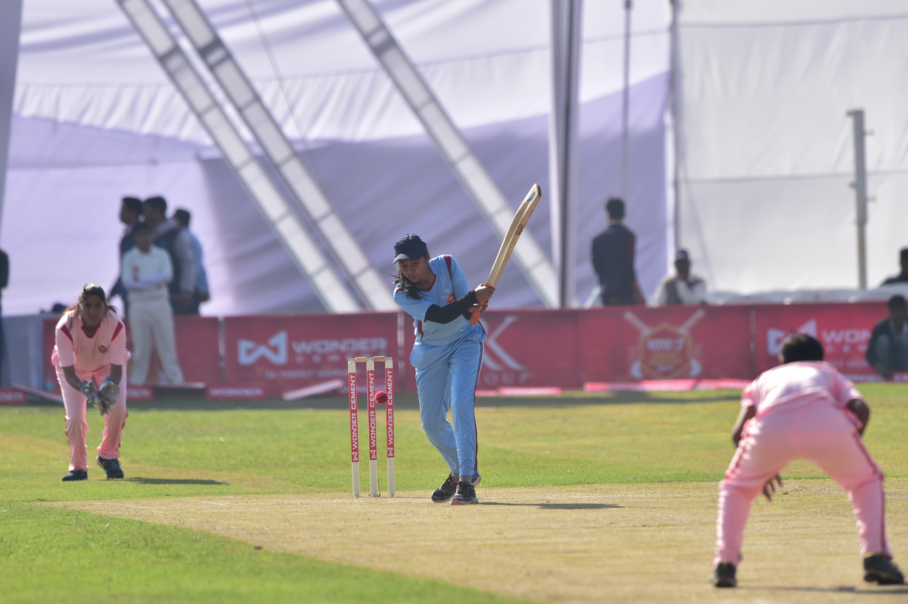 A women's team batting during a real साथ:7 match
